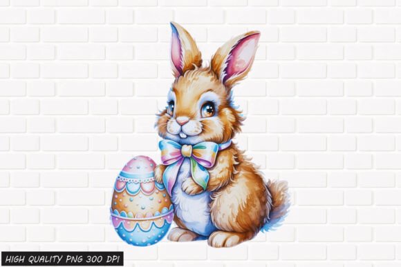 Download Cute Easter Bunny with Egg Clipart 5 PNG - Cute Collection
