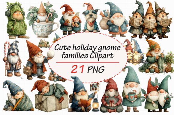 Download Cute Holiday Gnome Families Clipart - Cute Collection