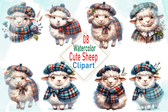 Download Watercolor Cute Sheep Clipart Bundle - Cute Collection