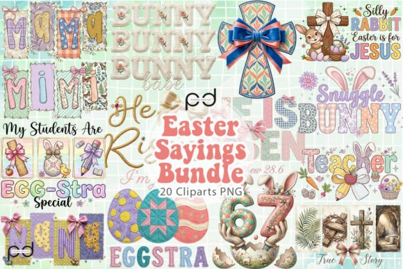 Download Cute Easter Sayings Bundle Graphics - Cute Collection