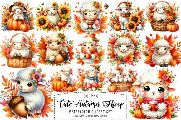 Download Cute Autumn Sheep Clipart Sublimation - Cute Collection