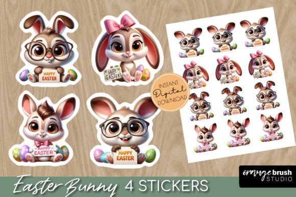 Download Cute Easter Bunny Stickers PNG for Kids - Cute Collection