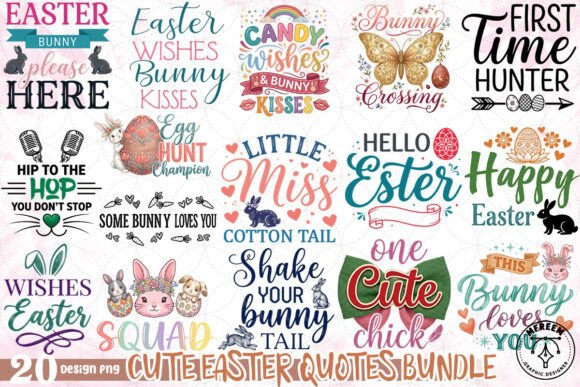 Download Cute Easter Quotes Bundle PNG - Cute Collection