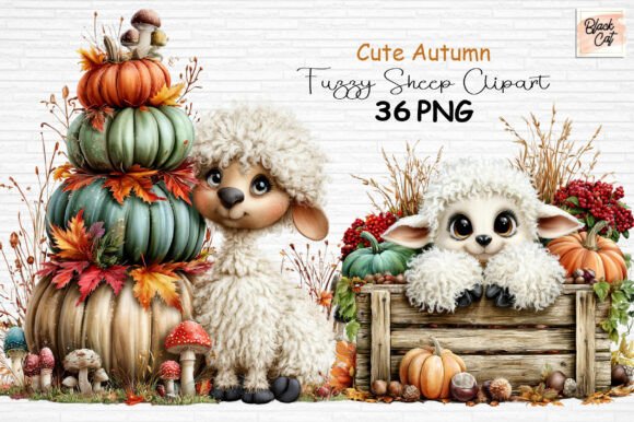 Download Cute Autumn Fuzzy Sheep Clipart PNG - Cute Collection