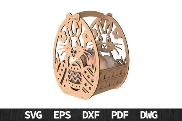 Download Cute Bunny Easter Basket SVG Laser Cut - Cute Collection