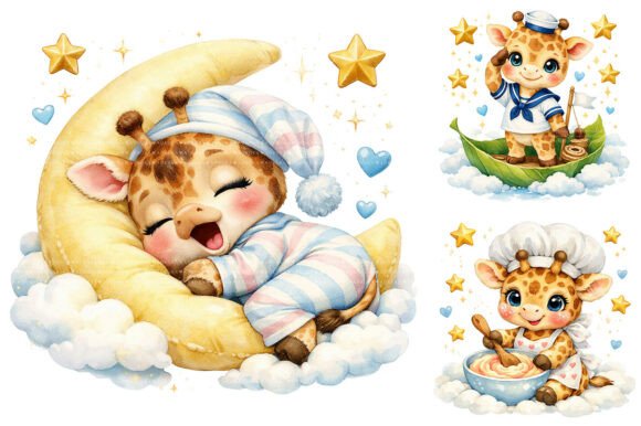 Download Cute Baby Giraffe Watercolor Nursery PNG - Premium Resources
