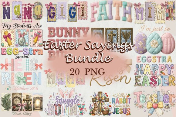 Download Cute Easter Sayings Bundle PNG - Cute Collection