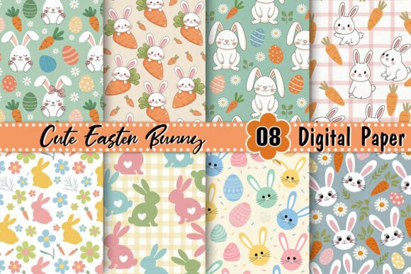 Download Cute Easter Bunny Digital Paper - Cute Collection