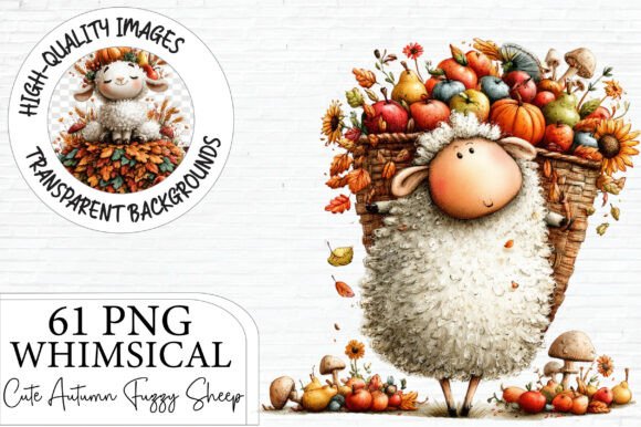 Download Cute Autumn Fuzzy Sheep Clipart Bundle - Cute Collection