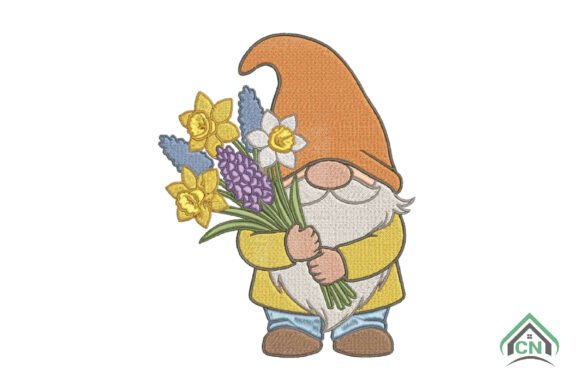 Download Cute Gnome with Flowers Embroidery - Cute Collection