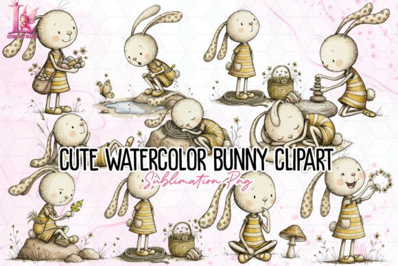 Download Cute Watercolor Bunny Clipart PNG - Cute Collection