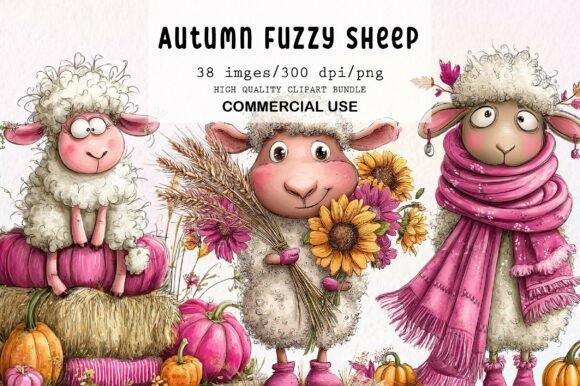 Download Cute Autumn Fuzzy Sheep PNG Clipart - Cute Collection