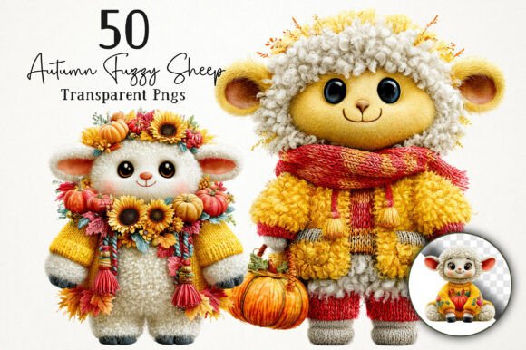Download Cute Autumn Fuzzy Sheep PNG Clipart - Cute Collection