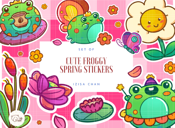 Download Cute Frog Spring Stickers Set - Cute Collection