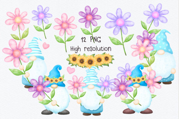 Download Cute Gnome Set with Flowers V.1 - Cute Collection