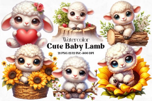 Download Cute Baby Lamb Clipart Bundle - Cute Collection