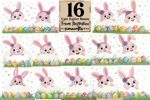 Download Cute Easter Bunny Frame Illustration PNG - Cute Collection