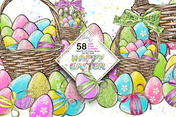 Download Cute Eggs Happy Easter Cliparts Set - Cute Collection