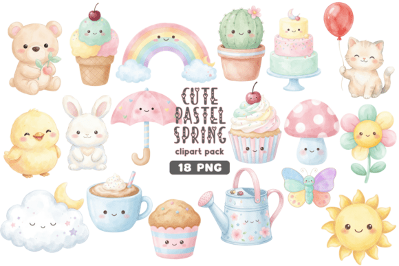 Download Cute Kawaii Pastel Spring Clipart PNG - Cute Collection