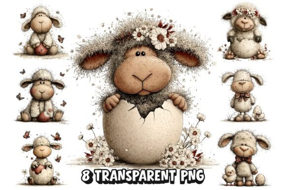 Download 8 Cute Whimsical Easter Lamb PNG Clipart - Cute Collection