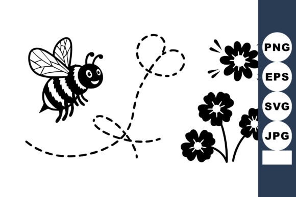Download Cute Bee Heart Trail Vector - Cute Collection