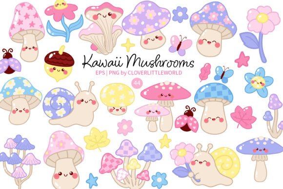 Download Cute Whimsical Mushroom Garden Clipart - Cute Collection