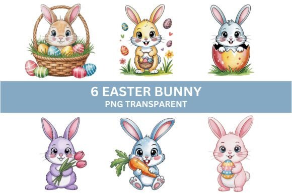 Download Cute Easter Bunny Clipart PNG Set - Cute Collection